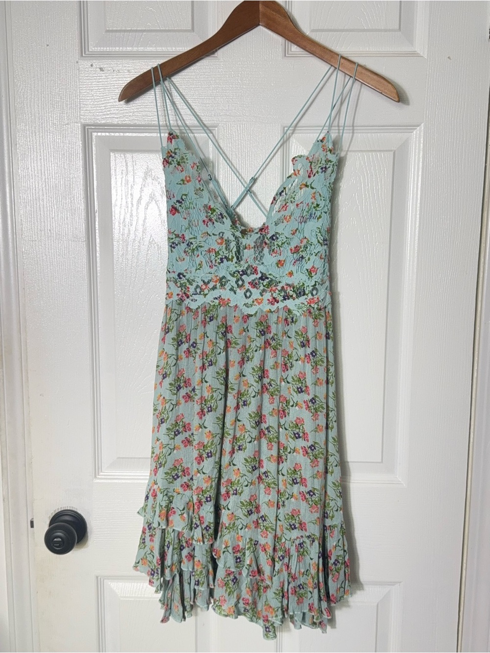 Free People Adella Slip Dress Floral Lace Mint Green Size M - Picture 4 of 7